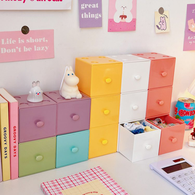 กล่องลิ้นชักเก็บของ ทรงสี่เหลี่ยม สีแคนดี้ สําหรับเก็บเครื่องเขียน เครื่องสําอาง เครื่องประดับ ราคา 23 บาท*ส่งฟรี