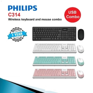 สินค้า Philips SPT C314 ชุดคีบอร์ดเมาส์ไร้สาย Wireless keyboard mouse Combo set