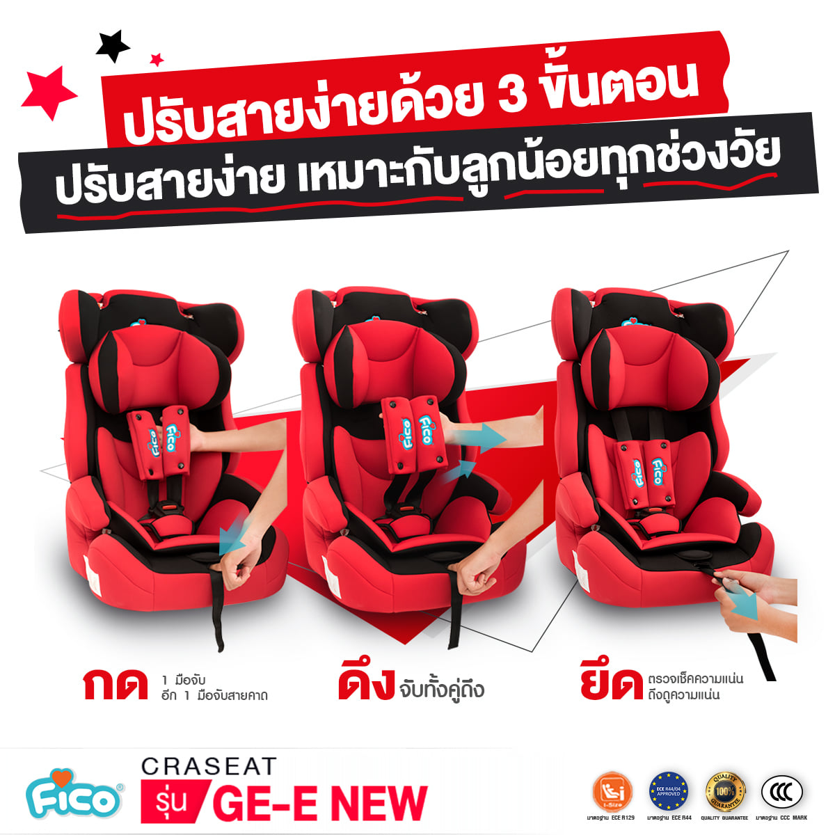 ( พร้อมส่ง )คาร์ซีท Fico รุ่น GE-E New เหมาะสำหรับเด็ก 9 เดือน -12 ปี