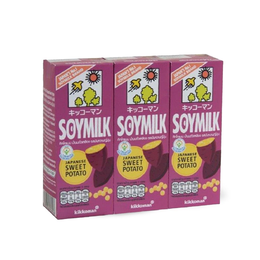 Kikkoman Soy Milk Sweet Potato 3 x 200ml คิคโคแมน ซอยมิลค์ นมถั่วเหลือง