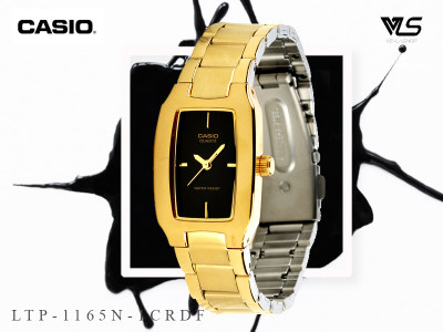 Velashop Casio นาฬิกาผู้หญิง Stainless Strap รุ่น LTP-1165N-1CDF - สีทอง/หน้าปัดดำ Velashop Casio นาฬิกาผู้หญิง Stainless Strap รุ่น LTP-1165N-1CDF - สีทอง/หน้าปัดดำ