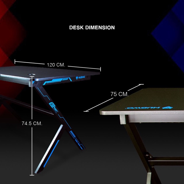 โต๊ะ เกมมิ่ง โต๊ะเล่นเกมส์ Nubwo ND-600S Gaming Desk (120 x 74.5 x 75cm)