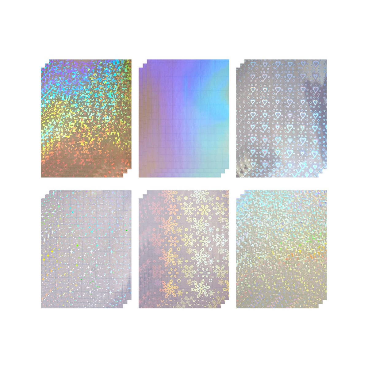 18 Piece Holographic Stickers A4 Waterproof Sticker Covering Film Suitable for Windows