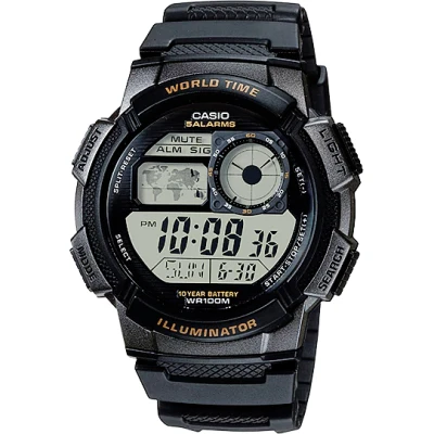 Casio 10 Year Battery World Time Resin AE-1000W (KP Time)