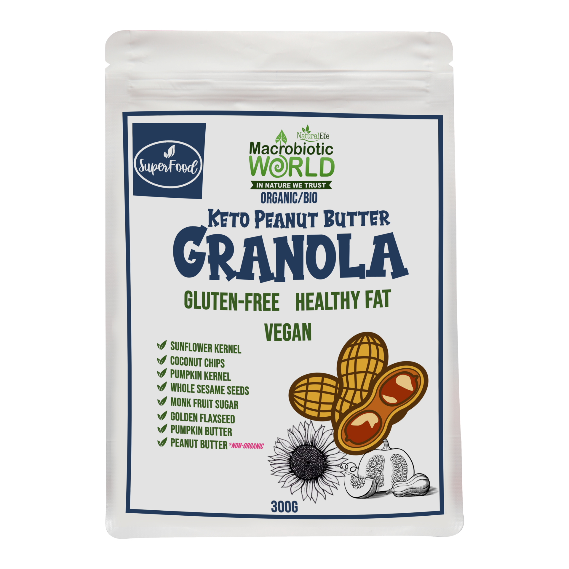 Natural Efe | Keto Peanut Butter Granola | เนยถั่ว กราโนล่า คีโต 300g