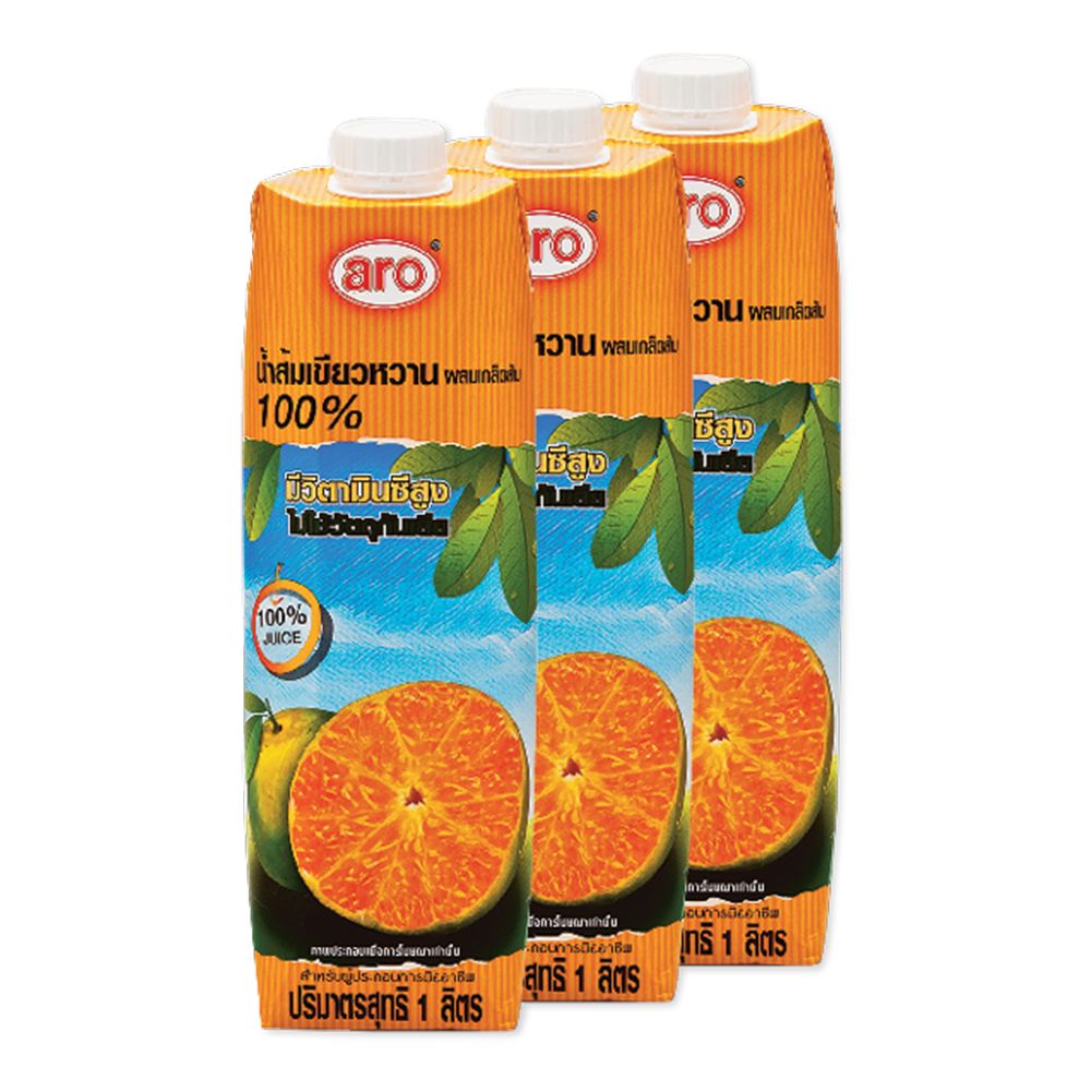 เอโร่ น้ำส้ม 100% ผสมเกล็ดส้ม 1000 มล. x3 กล่อง