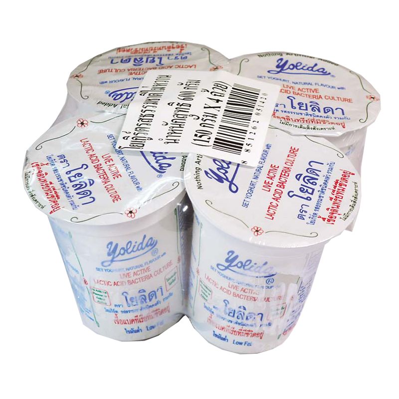 โยลิดา โยเกิร์ต รสธรรมชาติ 150 กรัม x 4 ถ้วย/Yolida Natural Yoghurt 150g x 4 cups