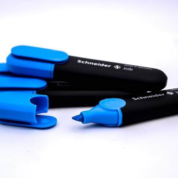 Electro48 Schneider ปากกาเน้นข้อความ ชไนเดอร์ Job ชุด 4 ด้าม (สีฟ้า) หมึกถนอมสายตา
