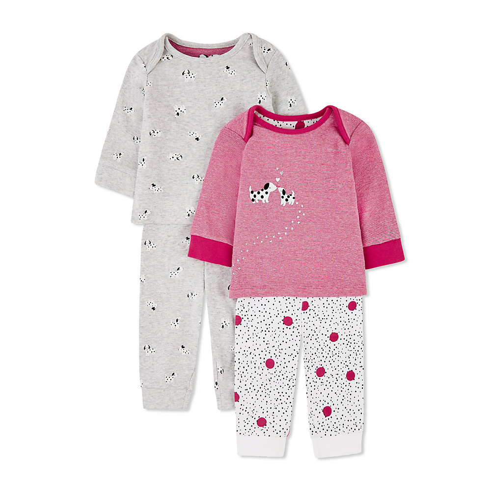 ชุดนอนเด็ก Mothercare pink spotty puppy pyjamas - 2 pack TA531