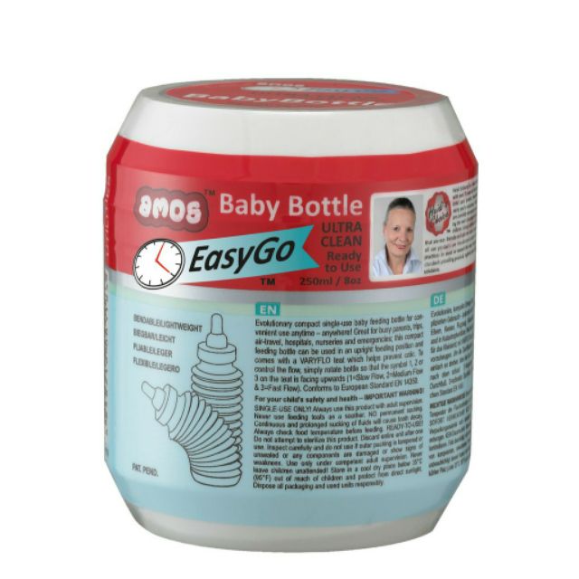 SALE Amos ขวดนมพกพาใช้แล้วทิ้ง 1กล่องมี4ขวด แม่และเด็ก อุปกรณ์ให้นม