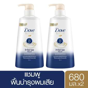 โดฟ แชมพู อินเทนซ์ รีแพร์ บำรุงล้ำลึก สีน้ำเงิน 680 มล [x2] Dove Shampoo Intense Repair Dark Blue 680 ml [x2] ( ยาสระผม ครีมสระผม แชมพู shampoo ) ของแท้