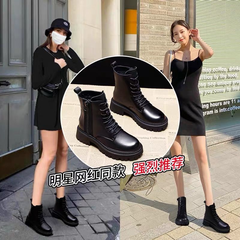 kuai zu bu【Free Shipping Miễn phí vận chuyển】 2021 ฤดูหนาวใหม่หนาแฟชั่นทุกการแข่งขันรองเท้ามาร์ตินเกาหลีผู้หญิงสั้นบู๊ทส์กำมะหยี่
