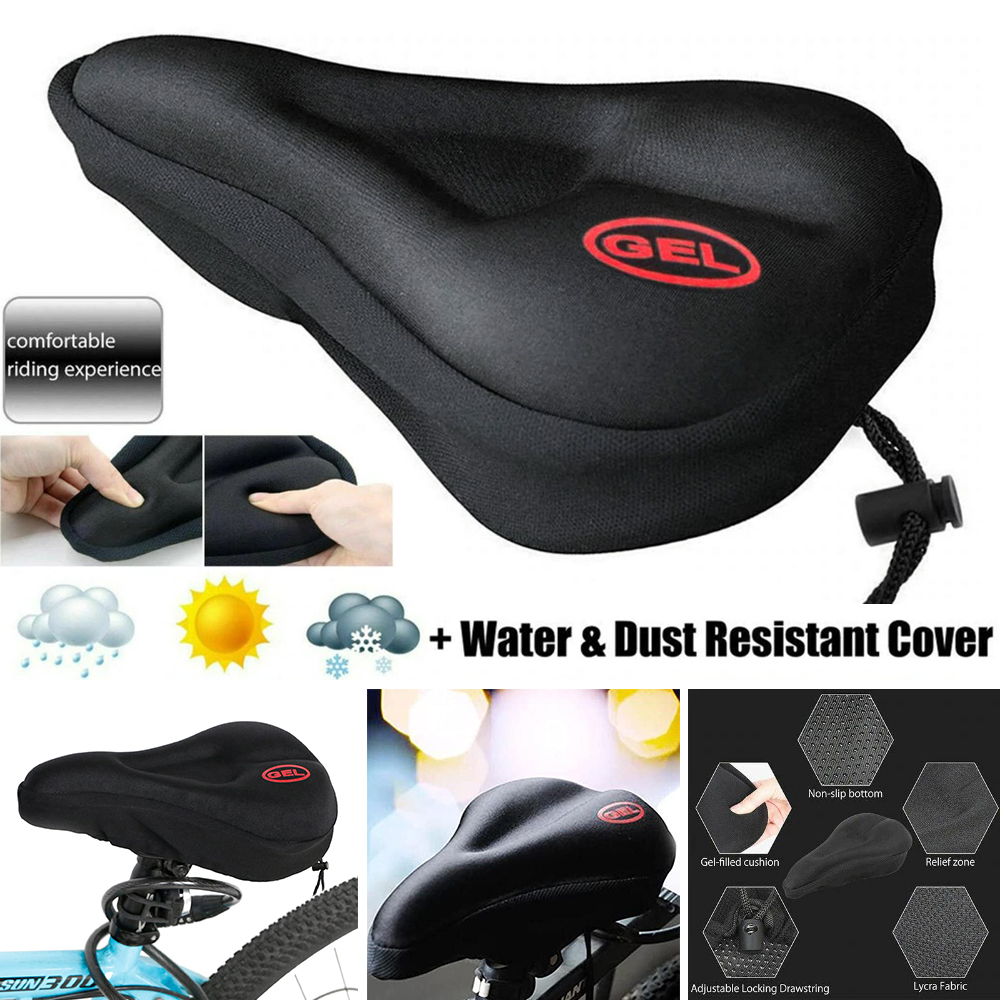 PROMISE Black Extra Comfort Outdoor Cycling for Mountain Bike Seats Bike Cushion Pad Gel Bike Saddle Cover Gel Pad Cushion Bicycle Seat