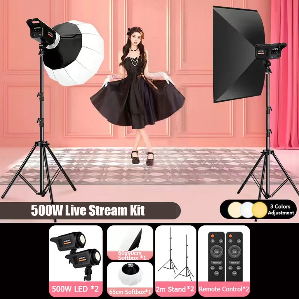 500W ไฟไลฟ์สด ไฟ LED Soft Live Stream Kit สำหรับถ่ายภาพ ไฟสตูดิโอสำหรับ ...