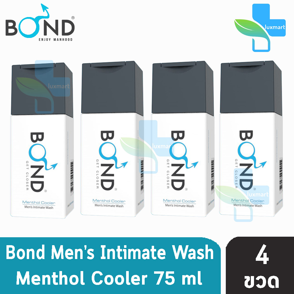 [เจลล้างน้องชาย] Bond Wash 75 Ml. บอนด์ วอช (สูตรเย็น) เมนทอล คูลเลอร์ เจลทำความสะอาดจุดซ่อนเร้นสำหรับผู้ชาย [4 ขวด]สีฟ้า