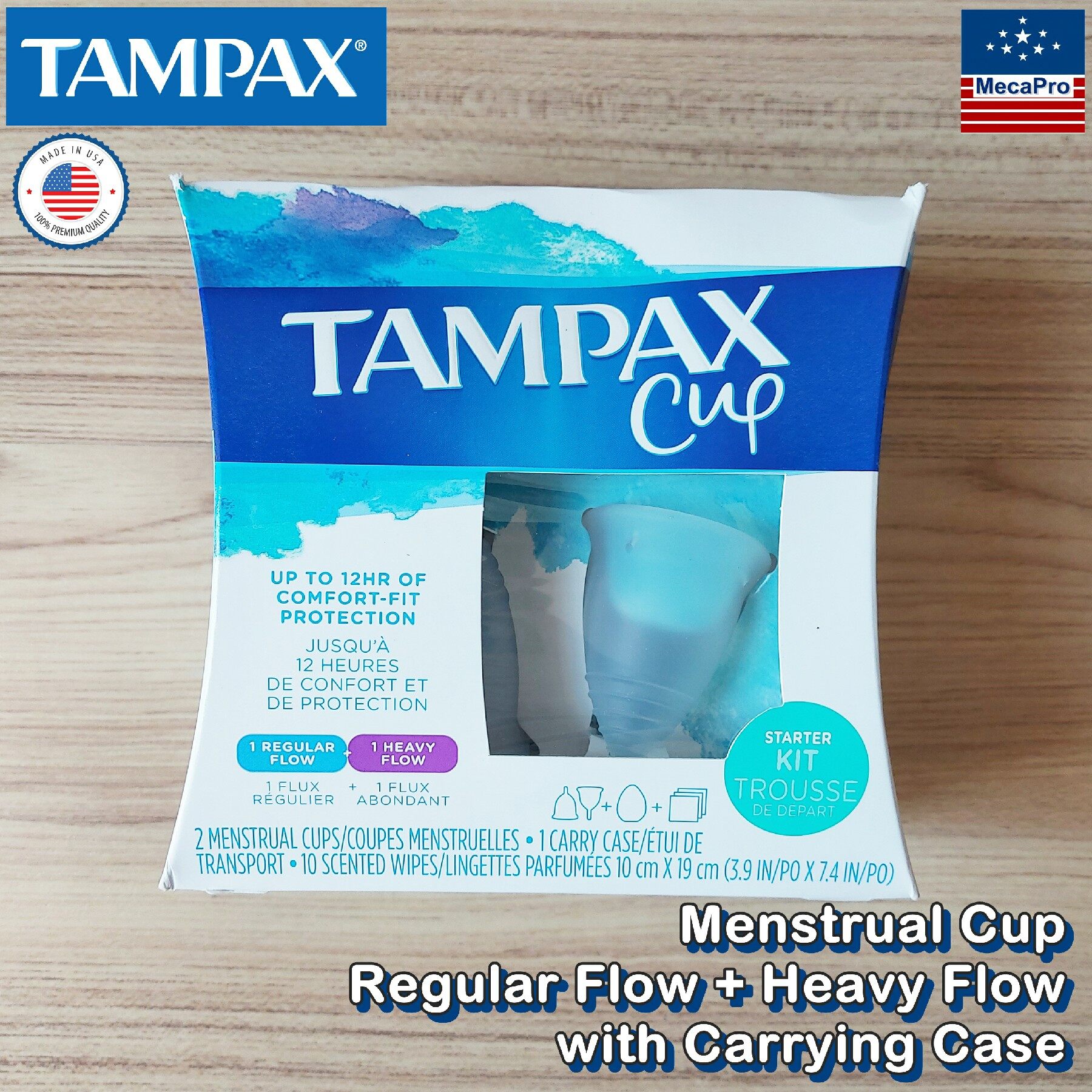 Tampax® Menstrual Cup Regular Flow And Heavy Flow with Carrying Case ถ้วยรองรับประจำเดือน