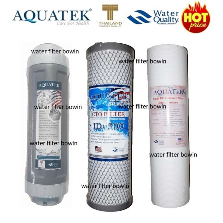 AQUATEK USA อควาเทค ไส้กรองน้ำดื่ม 3 ขั้นตอน เกรด Premium PP/Carbon/Resin ขนาด 10 นิ้ว