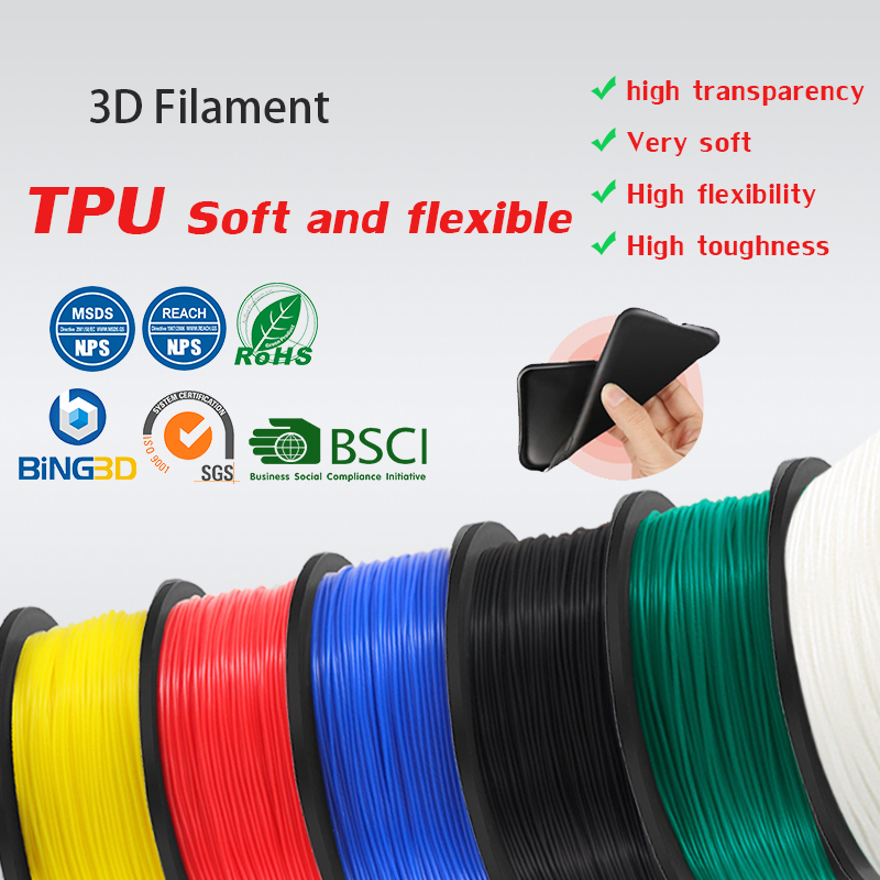 Bling3D-วัสดุสิ้นเปลืองการพิมพ์ 3D 95A วัสดุเครื่องพิมพ์ 3D TPU ยางนุ่มยืดหยุ่นอีลาสโตเมอร์ 1 กก. ลวด 1.75 มม TPU filament