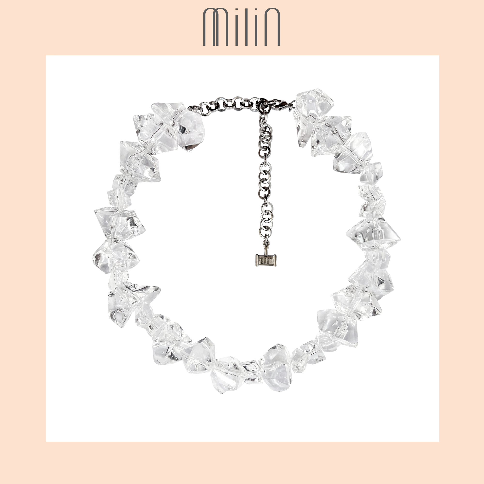 [MILIN] Multi-size clear crystals ice shape necklace สร้อยคอ คริสตัลพลาสติกใส รูปน้ำแข็ง เหลี่ยมหลายขนาด Icy Mermaid Necklace