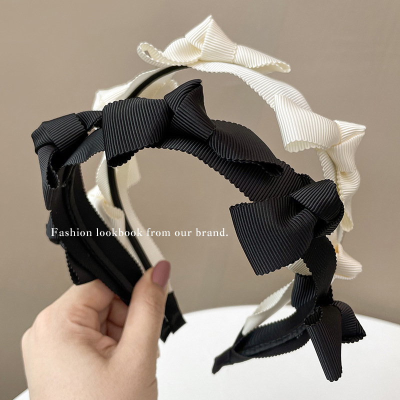 2021 Cute Korean Solid Bow Bezel Headwear Women Headband Girls Kwali