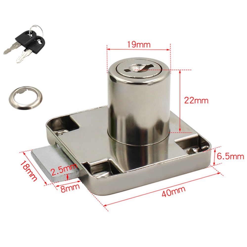 Drawer Cabinet Lock 18mm Diameter 22mm Length Cylinder Desk Lock Keyed  Different 2pcs