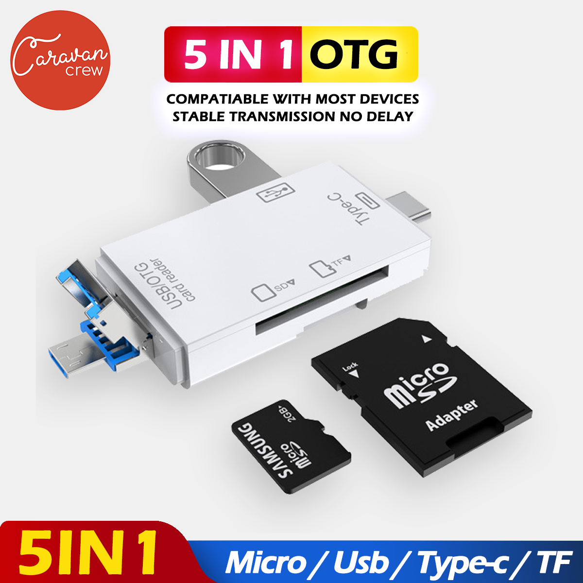 8 Caravan Crew 5in1 OTG Card Reader USB Micro USB TF SD Type C