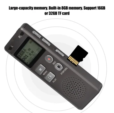 พร้อมส่ง เครื่องอัดเสียง/บันทึกเสียงดิจิตอล 8GB สเตอริโอ MP3 เสียงบันทึกปากกาสนับสนุน TF Card