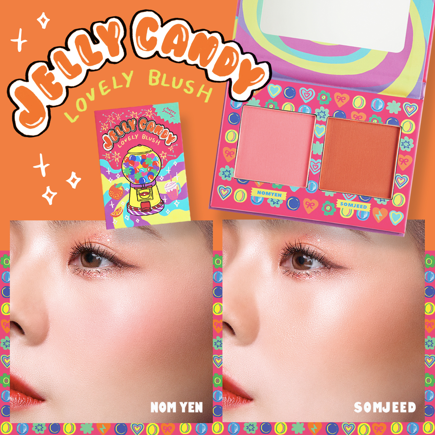 Jelly Candy Lovely Blush | พาเล็ตต์บลัชออนสีโทนส้ม-ชมพู