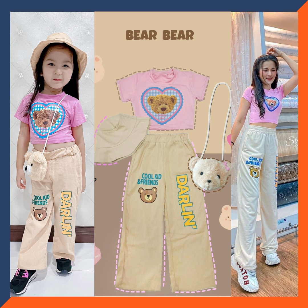 ชุดเด็กหญิง ชุดเซท 4 ชิ้น พี่หมี ราคาส่งฟรีเก็บคูปองด้านล่าง