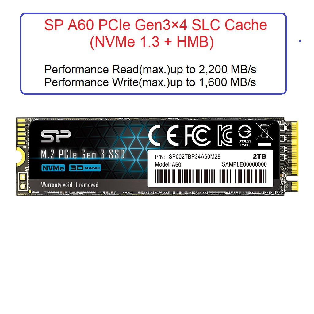 ใครยังไม่ลอง ถือว่าพลาดมาก !! SSD SP A60 Super-fast NVMe PCIe Gen3x4 P34A60 256GB 512GB และ 1TB Free Shipping