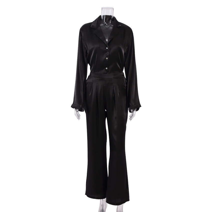 Satin Suit Women's Autumn and Winter New Fashion Loose Temperament Long-Sleeved Shirt and Trousers Two-Piece Suit