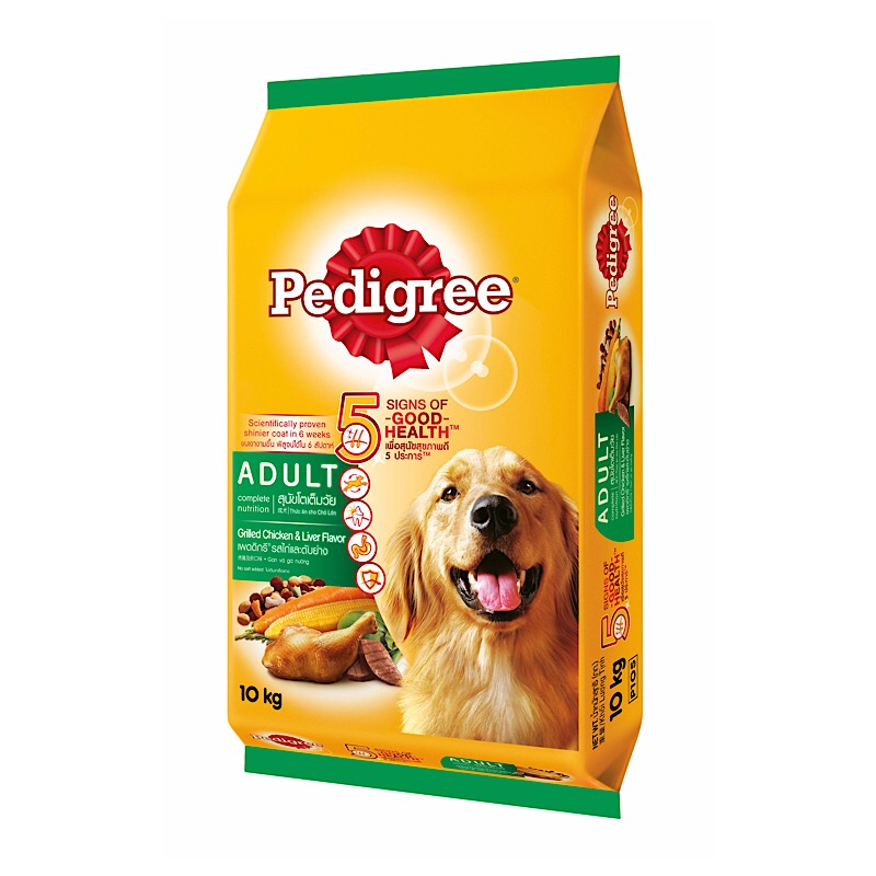 เพดดิกรี อาหารสุนัขโต รสไก่และตับย่าง 10 กก./Pedigree Adult Dog Food Chicken and Liver Flavor 10 kg.