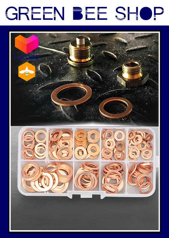 แหวนปะเก็นทองแดง จำนวน : 200 ชิ้น/กล่อง ผลิตจากทองแดงคุณภาพสูง มีความแข็งแรงทนทาน นำไฟฟ้าและความร้อนได้ดี