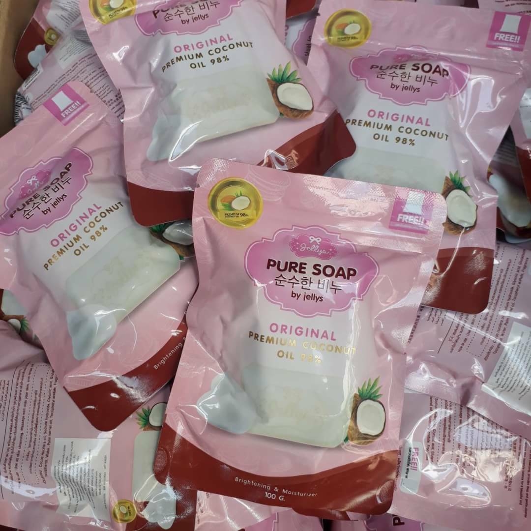 Jelly Pure Soap Original สบู่กลูต้าผิวขาว ขนาด 100 กรัม (3 ก้อน
