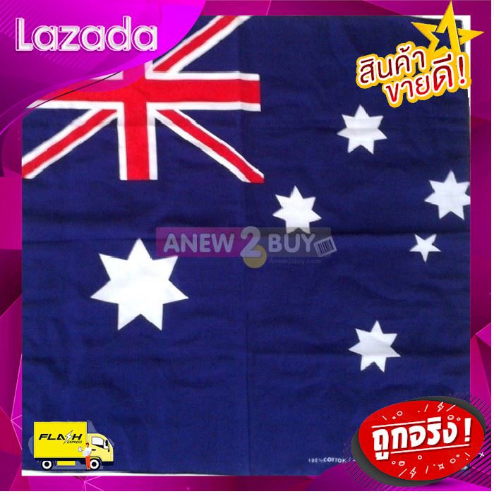 [ ถูกเว่อร์!! ช้าหมด ] ผ้าพันคอ ผ้าโพกหัว ลายธงออสเตรเลีย (Bandana Australia Flag Scarf Australian Badge) [ โปรโมชั่นสุดคุ้ม ลดราคากระหน่ำ ]
