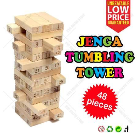 T.P.TOYS เกมจังก้า ตัวต่อไม้ ตึกถล่ม 48 ชิ้น พร้อมลูกเต๋า (Jenga)