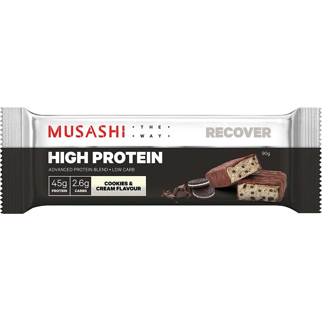 Musashi P45 Protein Bar Cookies&Cream 90g มูซาชิ โปรตีนอัดแท่ง