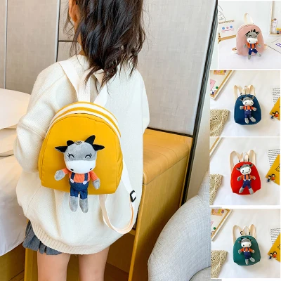 Korean Kids Toy Backpack Baby Cartoon Nylon Schoolbag For Boys And Girls