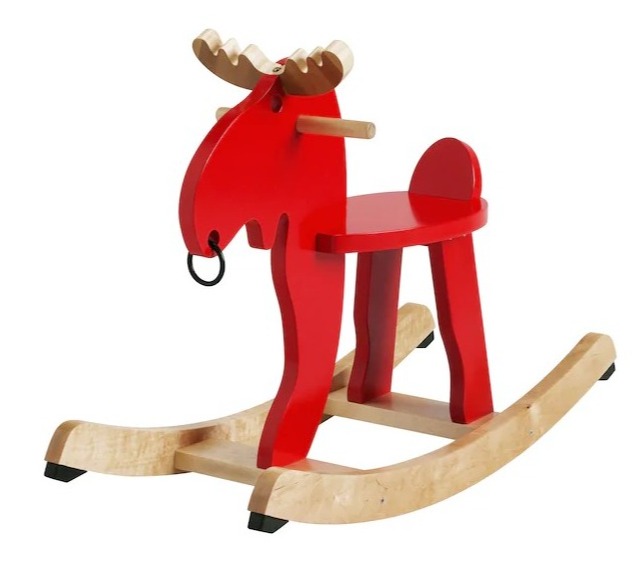 EKORRE Rocking-moose, red, rubberwood (เอียคกอเร่ เก้าอี้โยกรูปกวางมูส, แดง, ไม้ยาง)