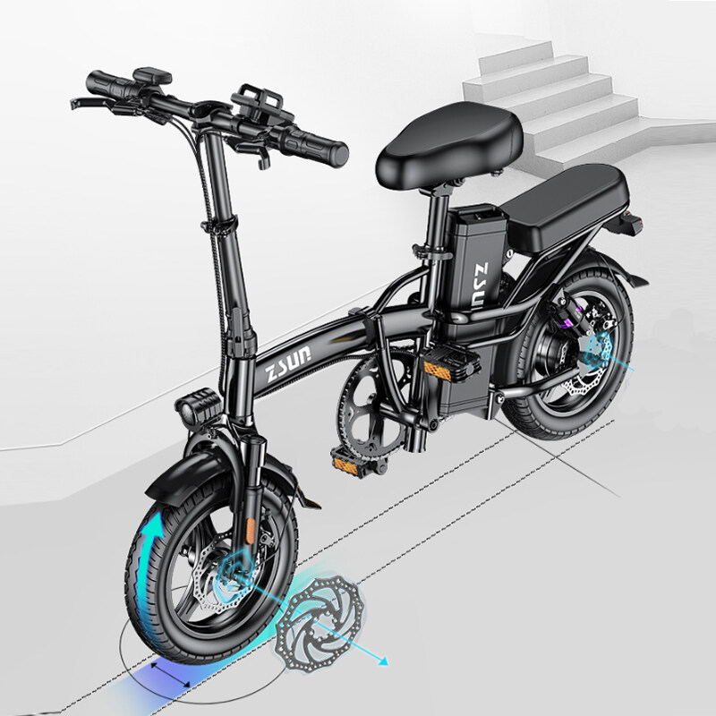 【การผ่อนชำระ】ZSUNจักรยานไฟฟ้า แบตเตอรี่ลิเธียมรถยนต์ไฟฟ้าพับได้สกู๊ตเตอร์ไฟฟ้ารถยาง 14 นิ้วกำลัง มอเตอร์ไร้แปรงถ่าน400W 25km/h รับน้ำหนักได้ 200KG GPS ป้องกันการสูญหาย e-bike（รับประกัน 1 ปี)