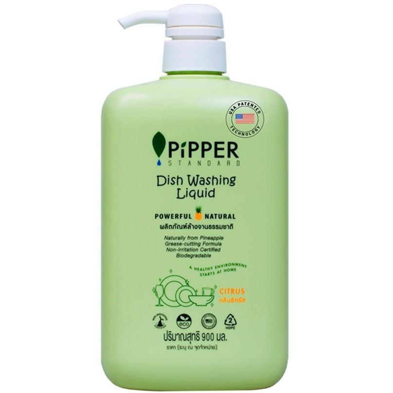 Pipper Standard น้ำยาล้างจานสูตรอ่อนโยนจากธรรมชาติ กลิ่นซิตรัส Dish Washing Liquid Citrus Scent (900ml)