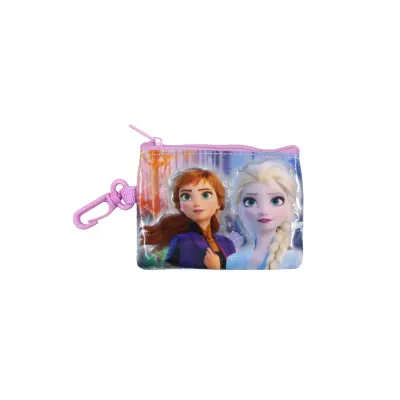 Disney Frozen 2 Princess Elsa Anna Purple Glitter Zip Coin Purse For Girls