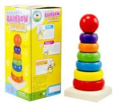 Rainbow Layered Ring Stacking Tower for Baby, Wooden