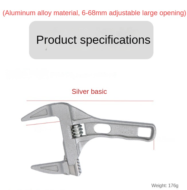 ✅Giao hàng miễn phí🚗Sanitary Wrench Tool Movable Short Handle Large Opening Multifunctional Activity Universal Wrench Board Hand Plumbing Wrench