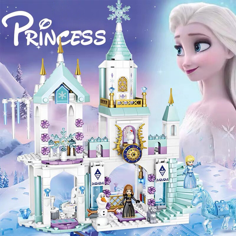 360PCS เข้ากันได้กับ Lego Friends Series บ้าน Disney Frozen Ice Castle Building Blocks ชุดประกอบปริศนาของเล่นเด็กผู้หญิงของขวัญ