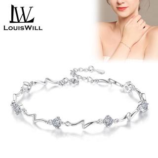 LouisWill Women Bracelet White Gold Womens Jewelry with Shining Blue Crystal Four thumbnail