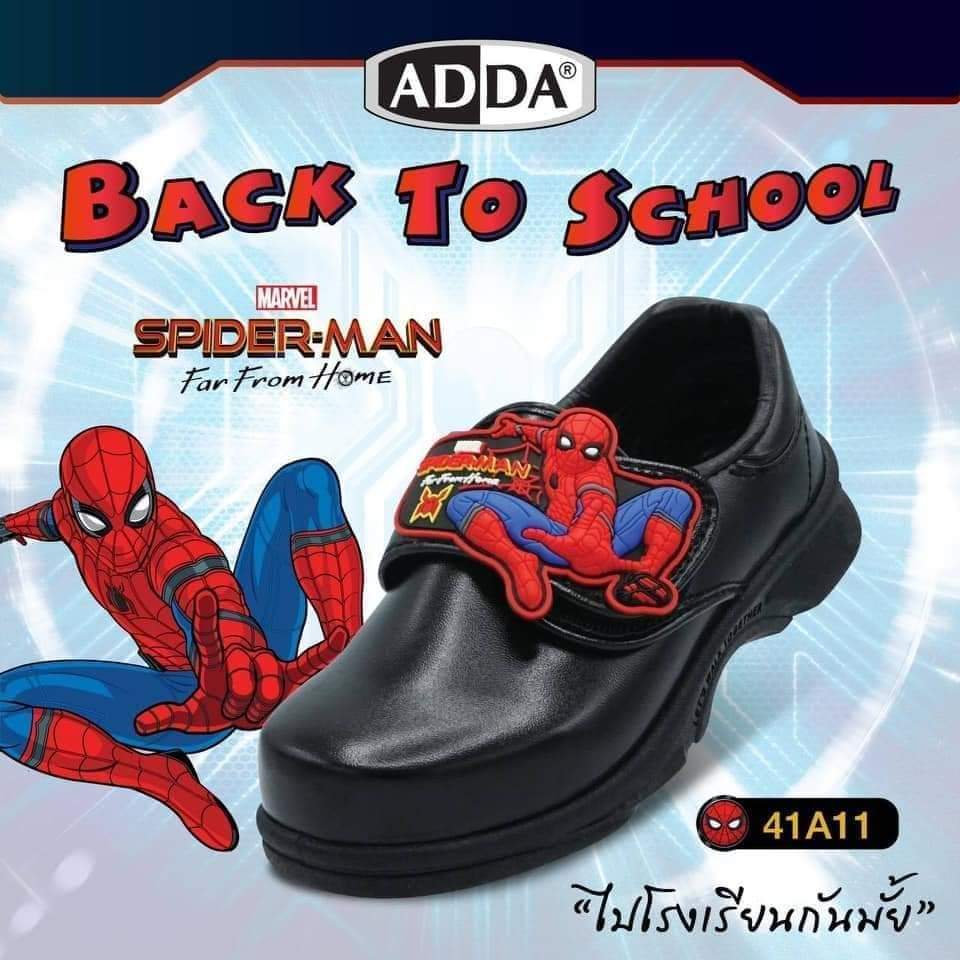 รองเท้าอนุบาลชาย รองเท้านักเรียนสไปดอร์แมนADDA สีดำ 25-35