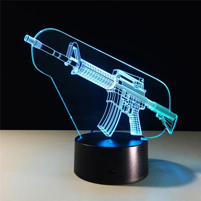 3D Night Lights M4A1 Machine USB LED AK47 Table Lamp Lights Atmosphere Lamp 7 Colors Changing Touch Switch Novelty Gift