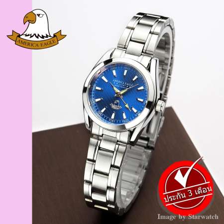 AMERICA EAGLE นาฬิกาข้อมือผู้หญิง สายสแตนเลส รุ่น AE023L - Silver / Blue