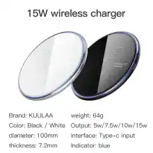 ภาพขนาดย่อของภาพหน้าปกสินค้าKUULAA ที่ชาร์จไร้สายQi เเท่นชาร์จไร้สาย 15W วัตต์ ชาร์จเร็ว สำหรับ iPhone 8 8 plus X XR 11 12 13 14 Samsung H Xiaomi Android Make sure your phone sts wireless charging จากร้าน K Flagship Store บน Lazada ภาพที่ 4